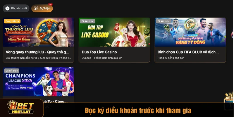 Đọc kỹ điều khoản trước khi tham gia