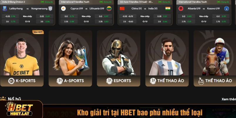 Kho giải trí tại HBET bao phủ nhiều thể loại