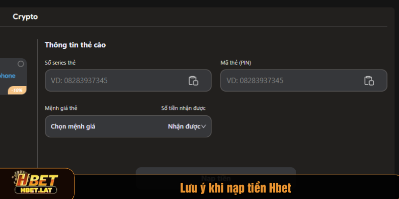 Lưu ý khi nạp tiền Hbet