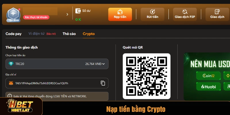 Nạp tiền bằng Crypto