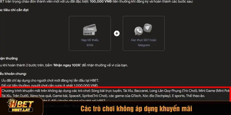 Những trò chơi không áp dụng chương trình ưu đãi