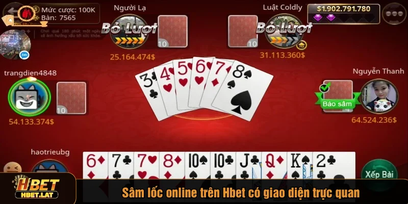 Sâm lốc online trên Hbet có giao diện trực quan