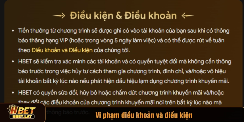Vi phạm điều khoản và điều kiện