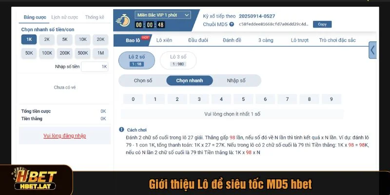Lô đề siêu tốc MD5 là sản phẩm xổ số hiện đại